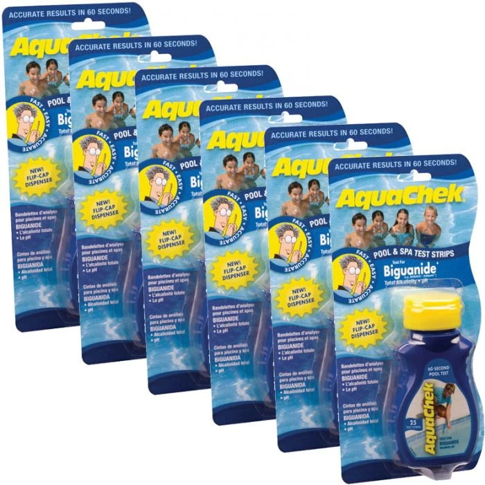 AquaChek Blue (25) For Biguanide, Total Alkalinity & PH, 6 Pack